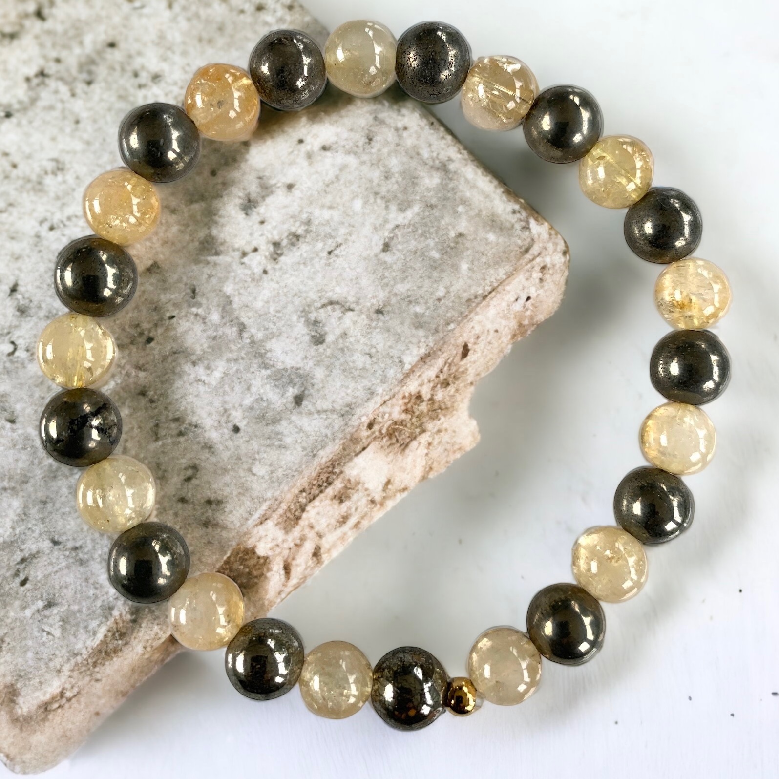 Bracelet de pierre Pyrite et Citrine