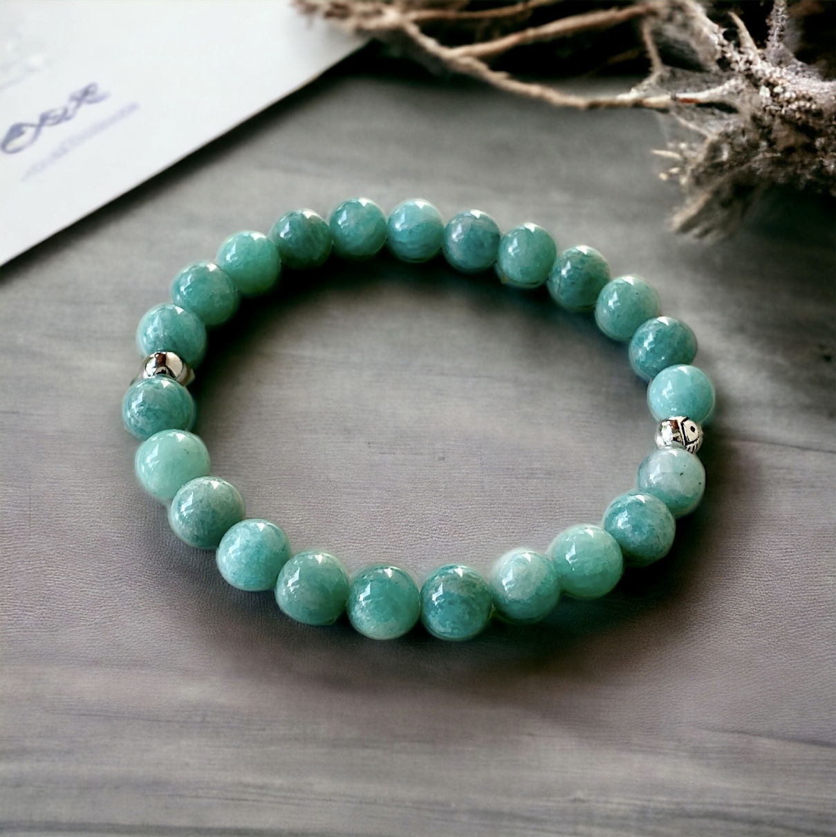Bracelet de perles naturelles Amazonite du Brésil